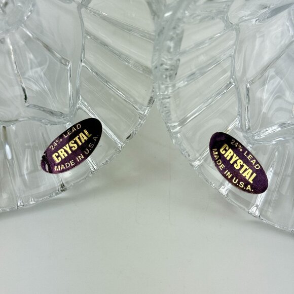 Vintage Leaded Crystal Angel Candleholders Glass Figurine Set Of 2 Holiday Decor - Picture 8 of 16